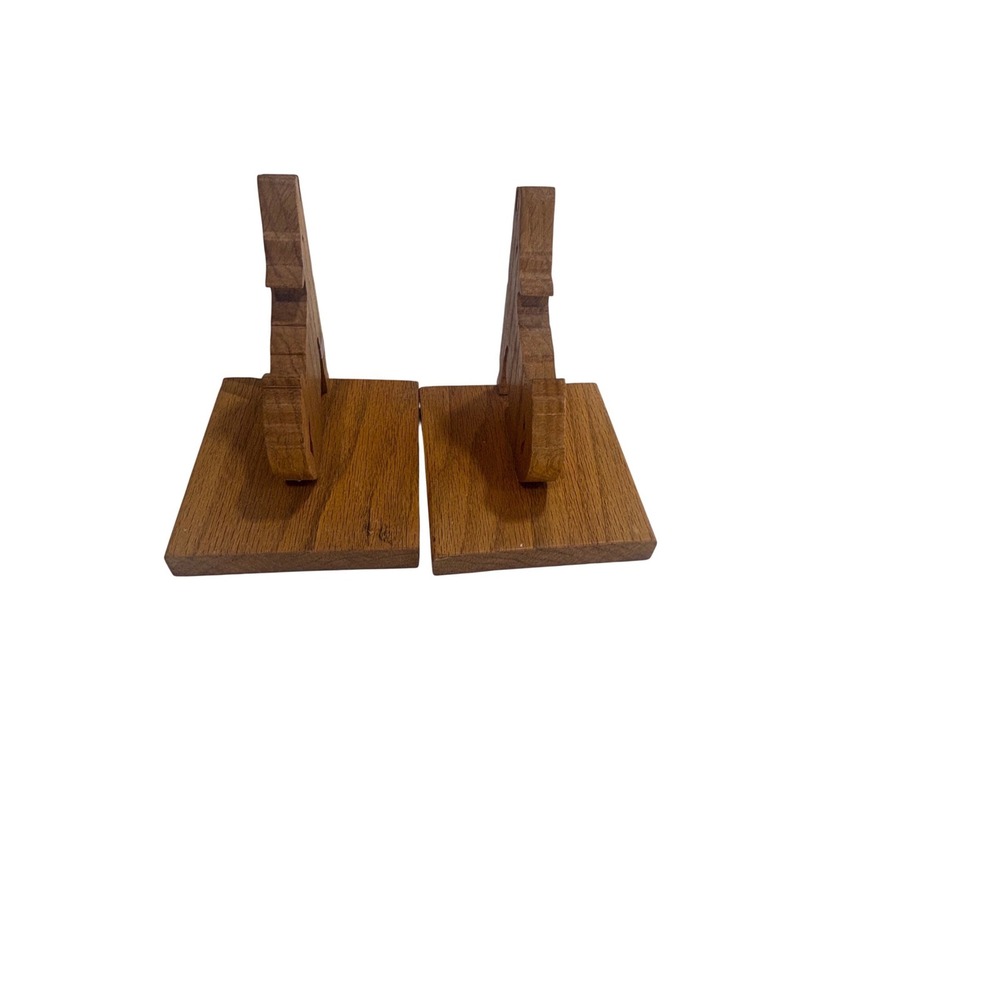 Vintage Hand Carved Wooden Howling Coyote Bookends Rustic Southwest Decor Pair - Picture 2 of 7